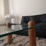 coffee table thick glass, italy 1970