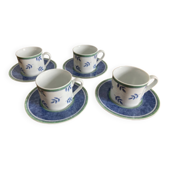 Set of 4 Villeroy boch cups and saucers