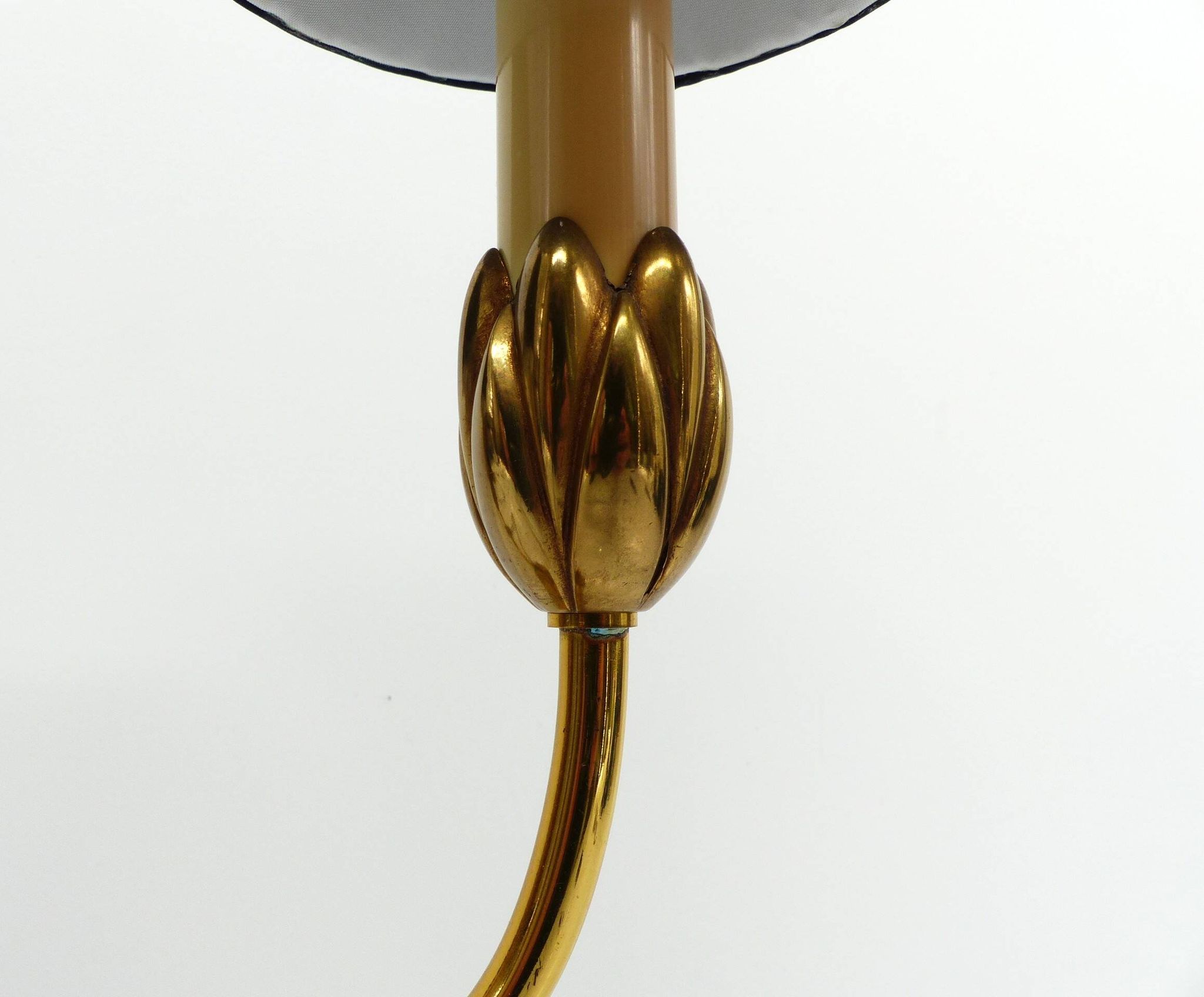 Bronze water lily lamp with two arms, Lucien Gau, France 1990