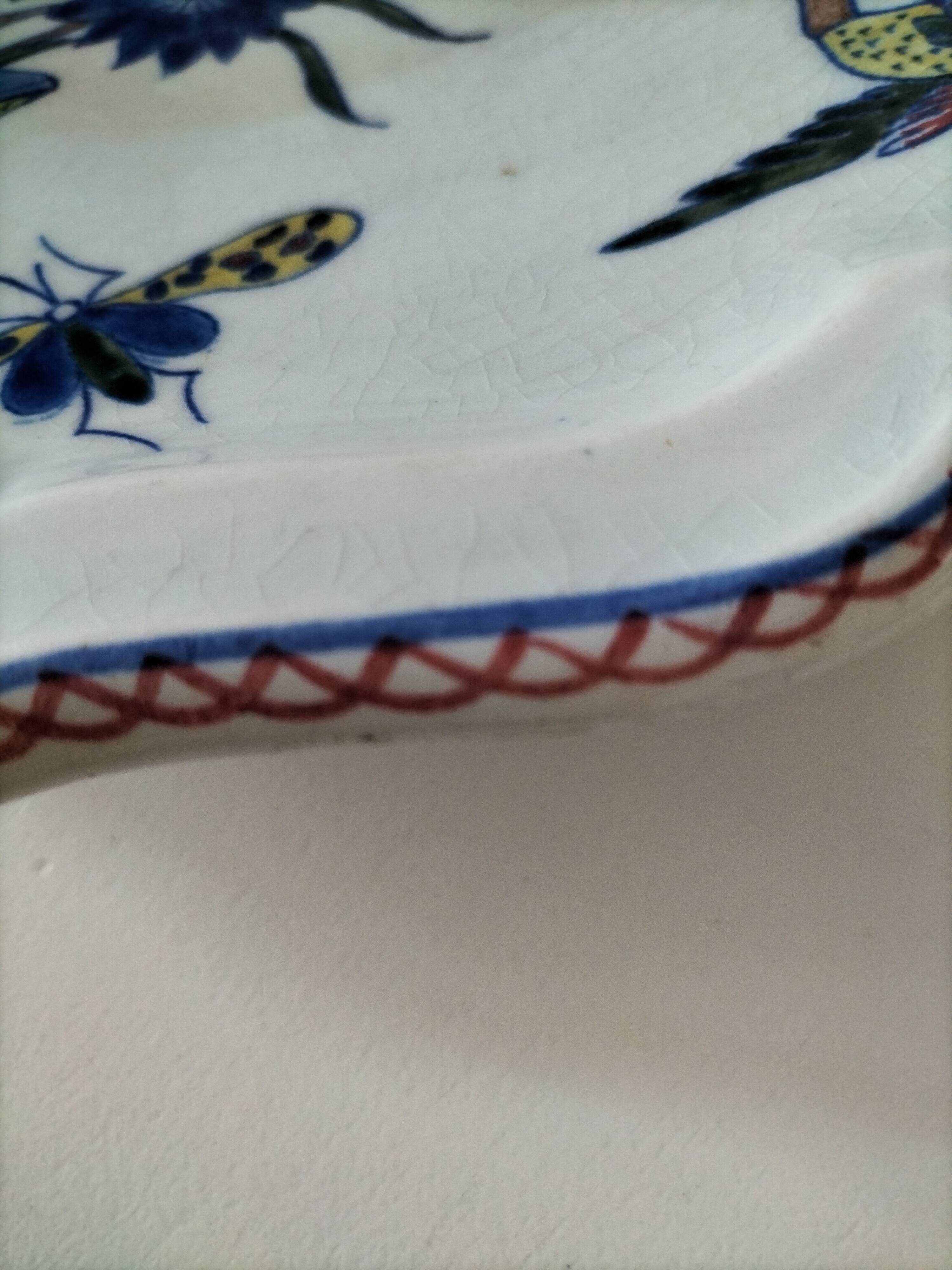 Desvres faience plate – Decoration on both sides – Circa 1890-1910