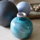 Blue ceramic vase by Jean and Robert Cloutier, 70s