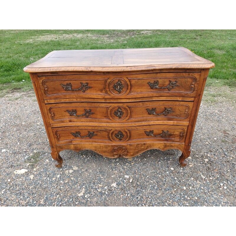 19th century walnut chest of drawers with 3 drawers