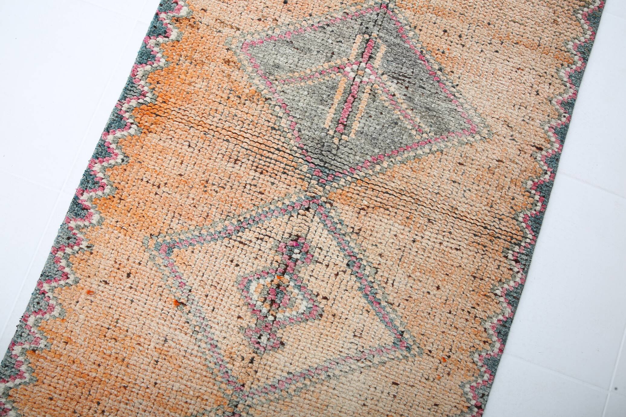 3x10 Light Orange Turkish Vintage Runner Rug, 92x294Cm