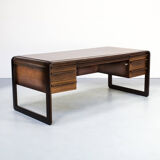 70s dark teak curved writing desk