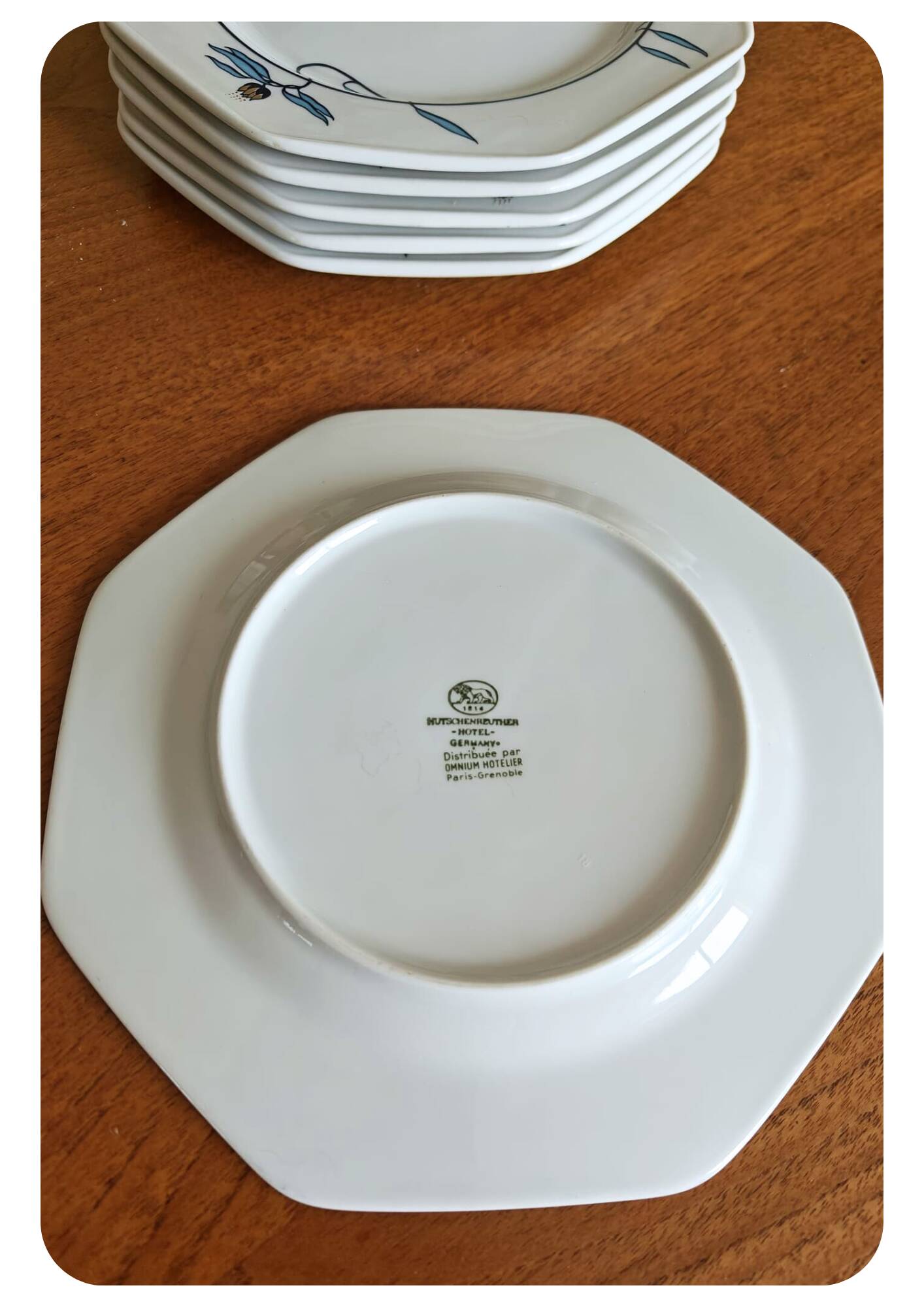 6 breakfast plates 'Hutschenreuther Germany' octagonal design 1980s