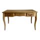 Vintage light wood desk with 3 drawers in Louis Philippe style, chic country.