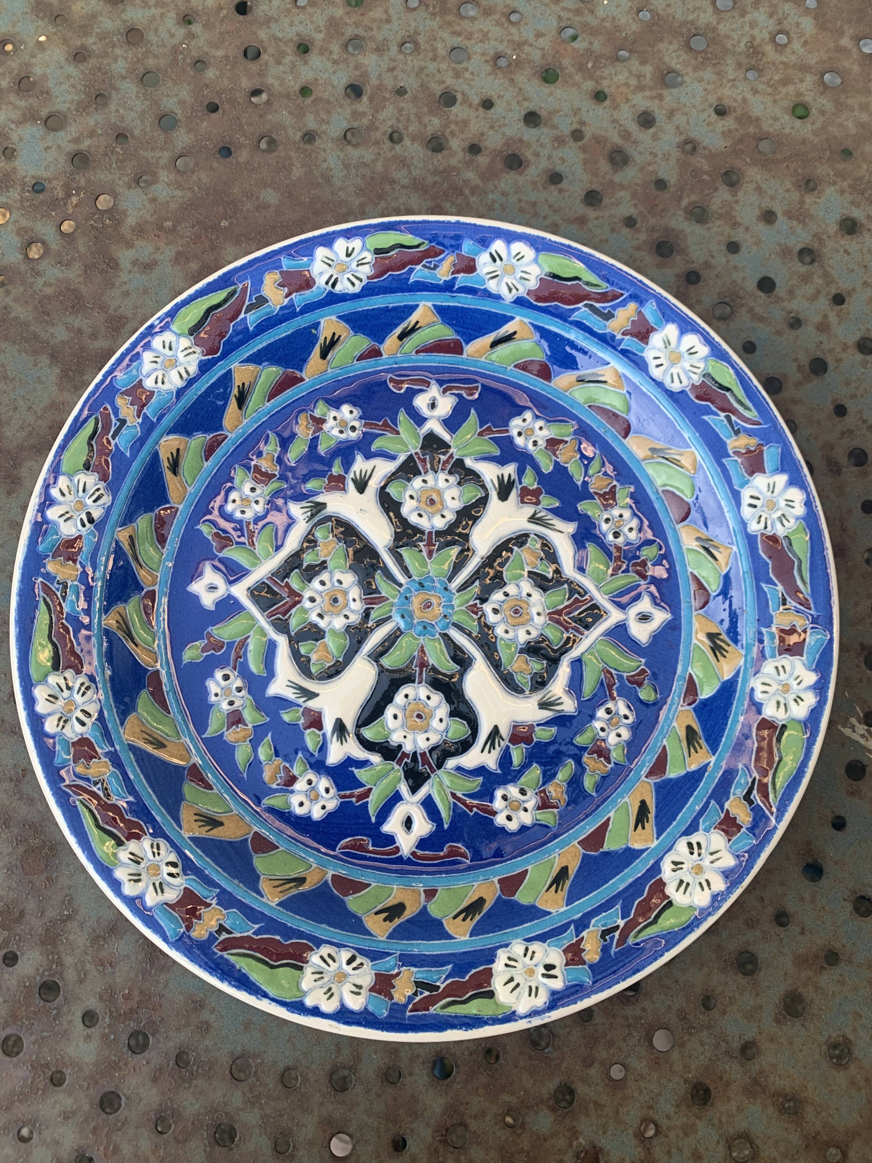 Handmade ceramic collector's plate, glazed with enamels, signed by Adiguzel Gini, Türkiye