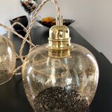 2 bubble blown glass pendant lamps