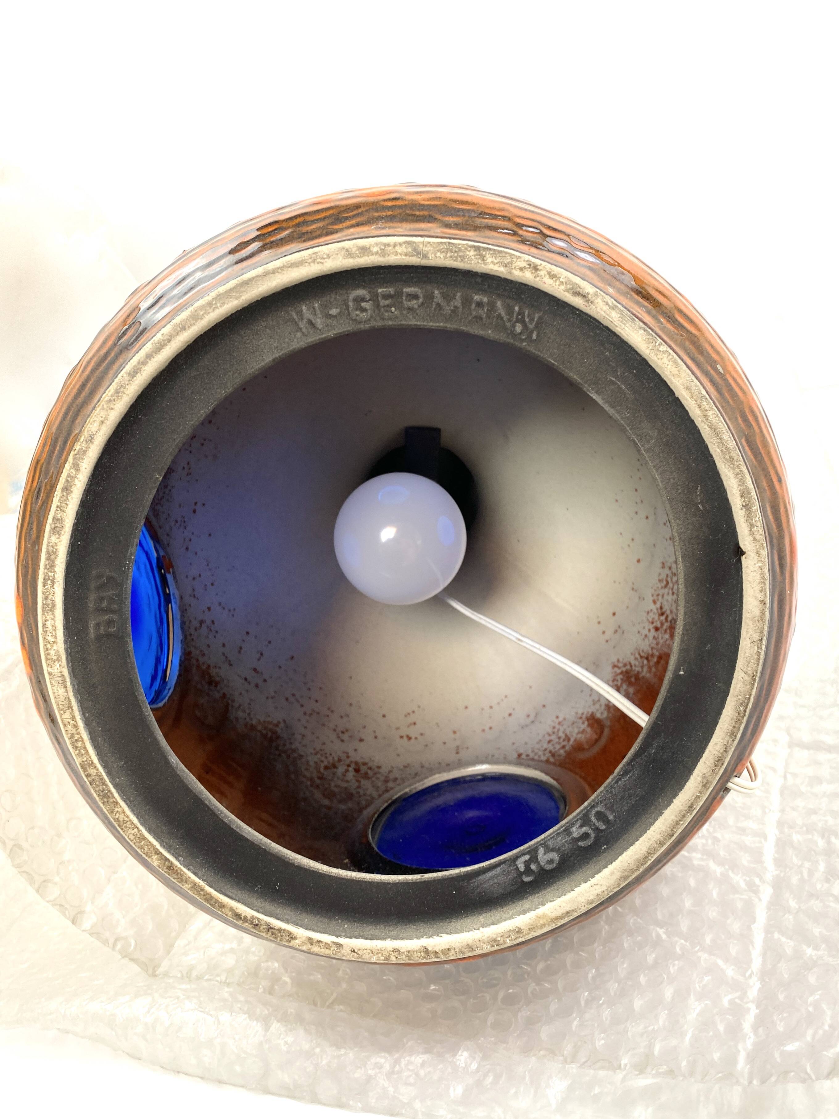 Large vintage ceramic lamp – cobalt blue decor – 1960s/70s