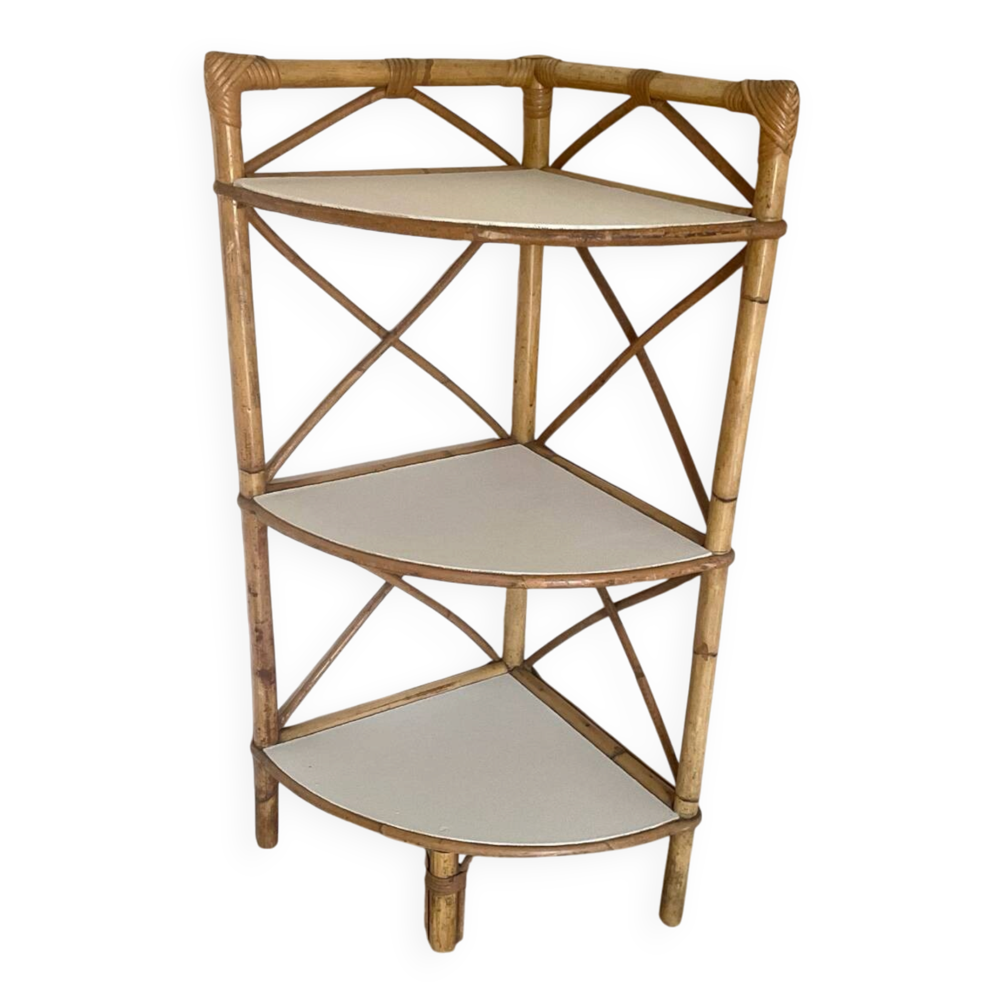 Vintage bamboo corner shelf