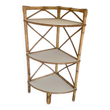 Étagère d’angle bambou vintage