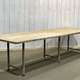 1970s workshop table with metal base