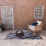 Colorful Boucherouite Moroccan rug - 89 x 202 cm