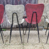Four modernist chairs, steel, brass and skaï, 60s