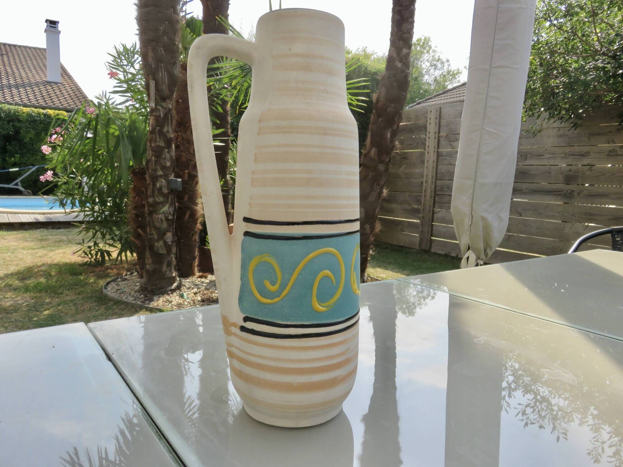 Ceramic vase with handle "W.Germany" 1970s