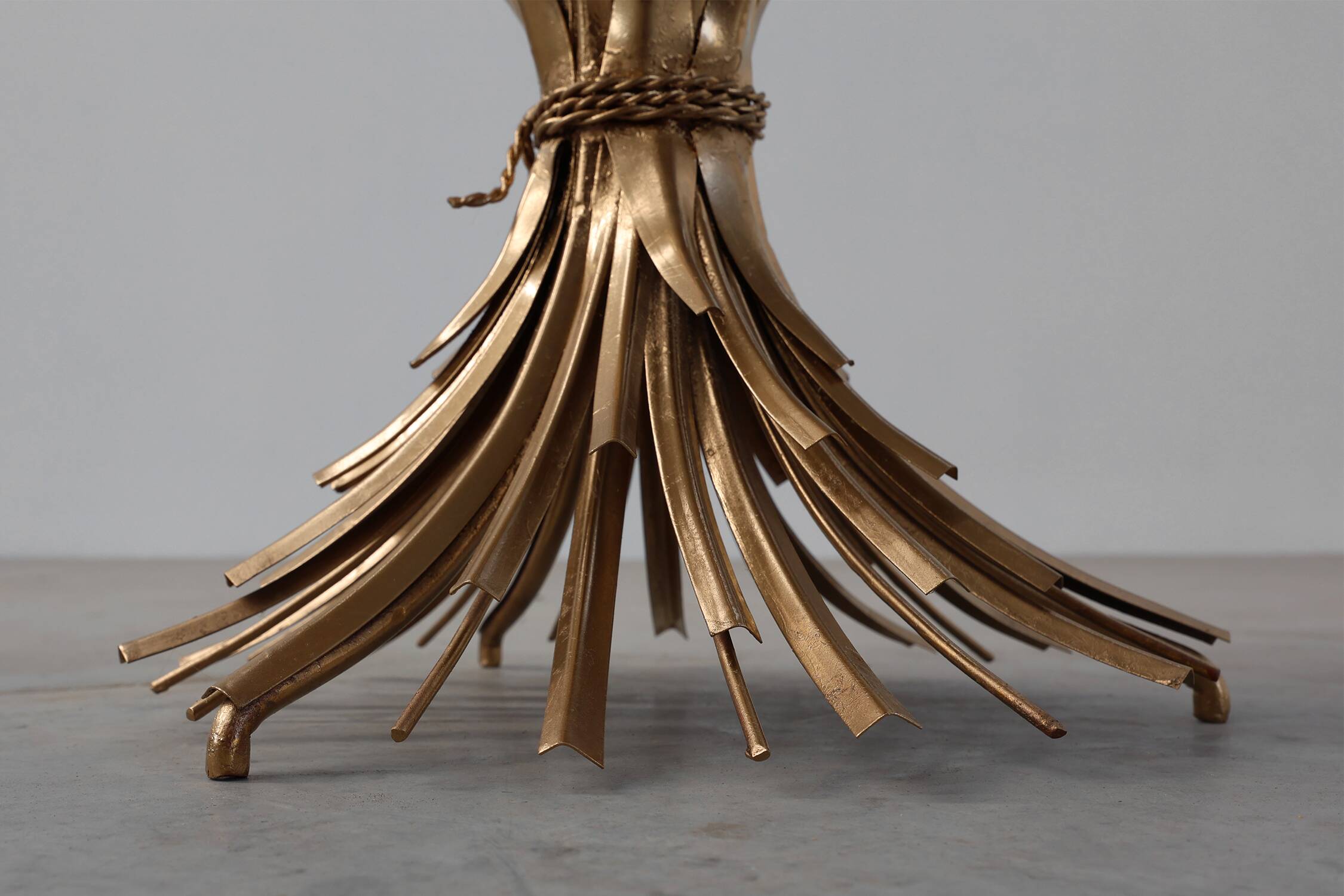 Hollywood regency gilt sheaf of wheat side table “coco chanel”, Italy 1960s