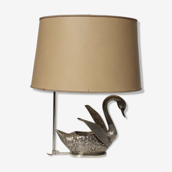 Silver bronze swan lamp 70s