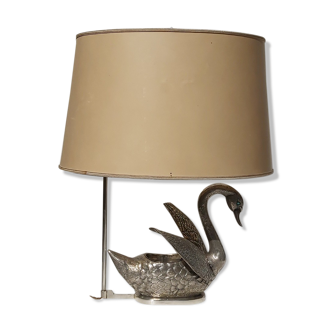 Lampe cygne bronze argenté années 70