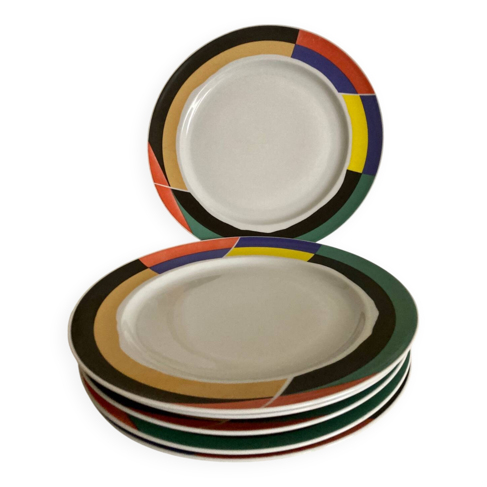 6 Memphis Style Dinner Plates by Habitat Vintage