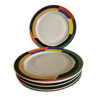6 assiettes plates de style Memphis par Habitat vintage