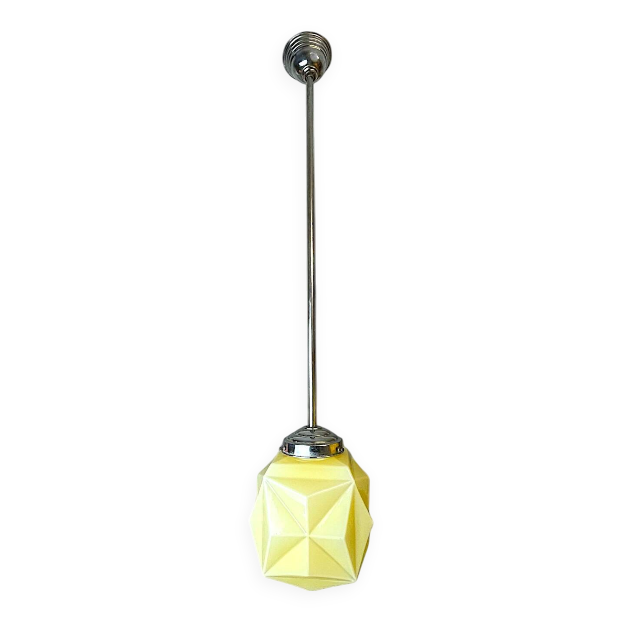 Art Deco  cream opaline glass pendant lamp