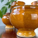 6 Onion tablespoons in ochre glazed stoneware
