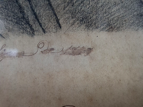 Portrait de jeune femme La grande parure dessin signé vers 1800-1830 57x46 cm SB