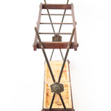 Vintage coat rack and umbrella holder, wood and brass