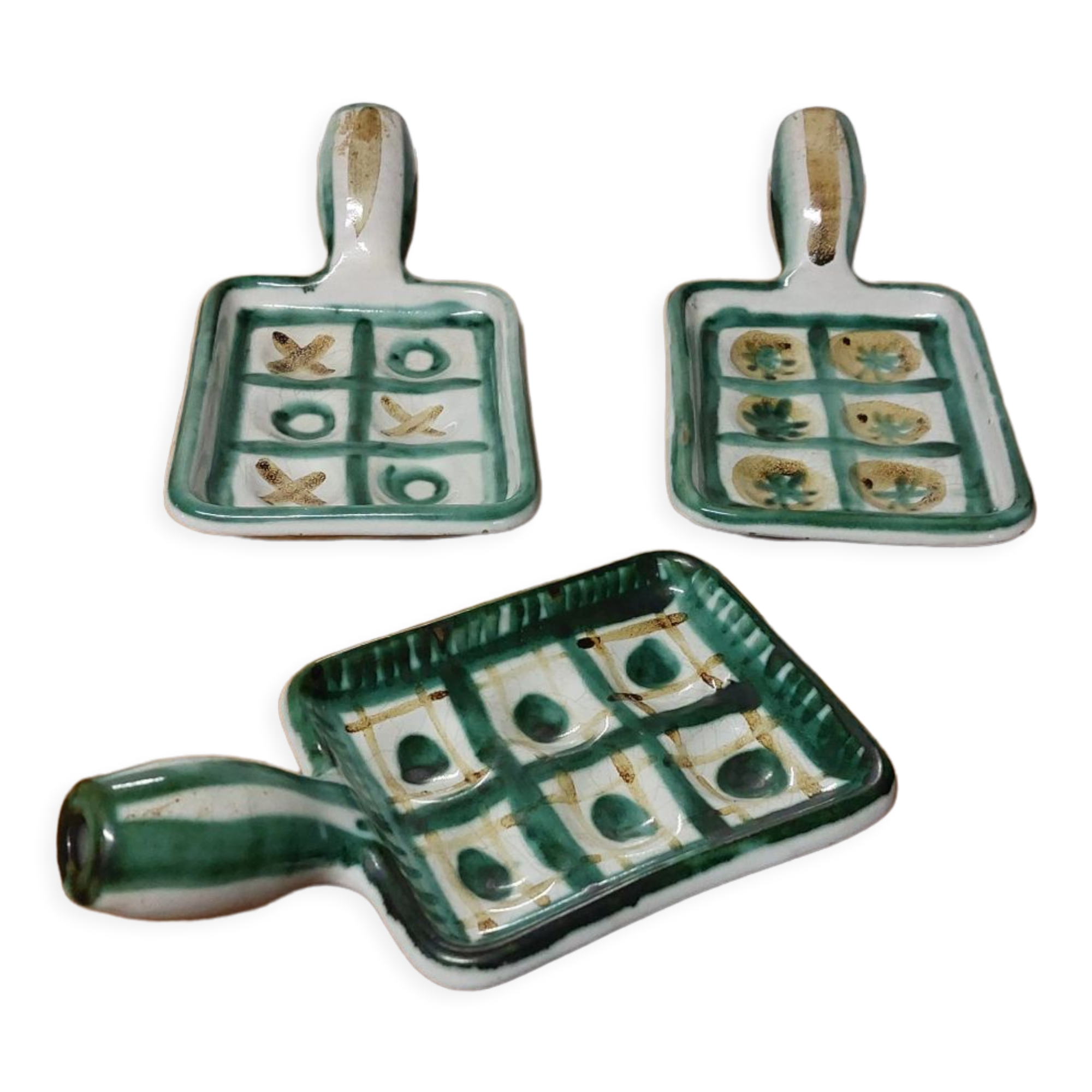 Three Robert Picault ceramic frying pans