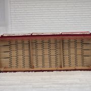 1970s, Danish 3-seater drop arm "Spanish" sofa, red furniture velour.