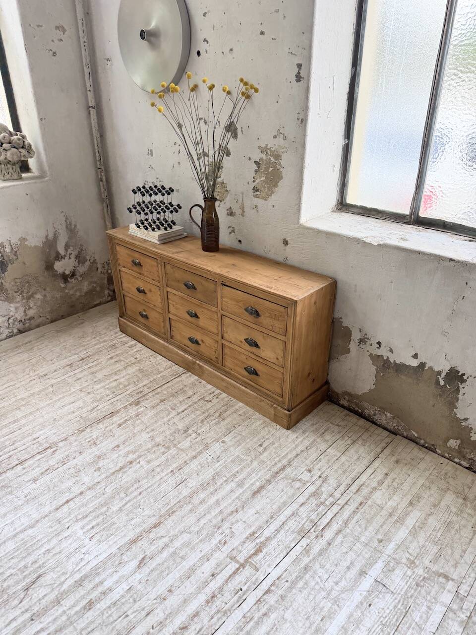 Pine craft cabinet with drawers