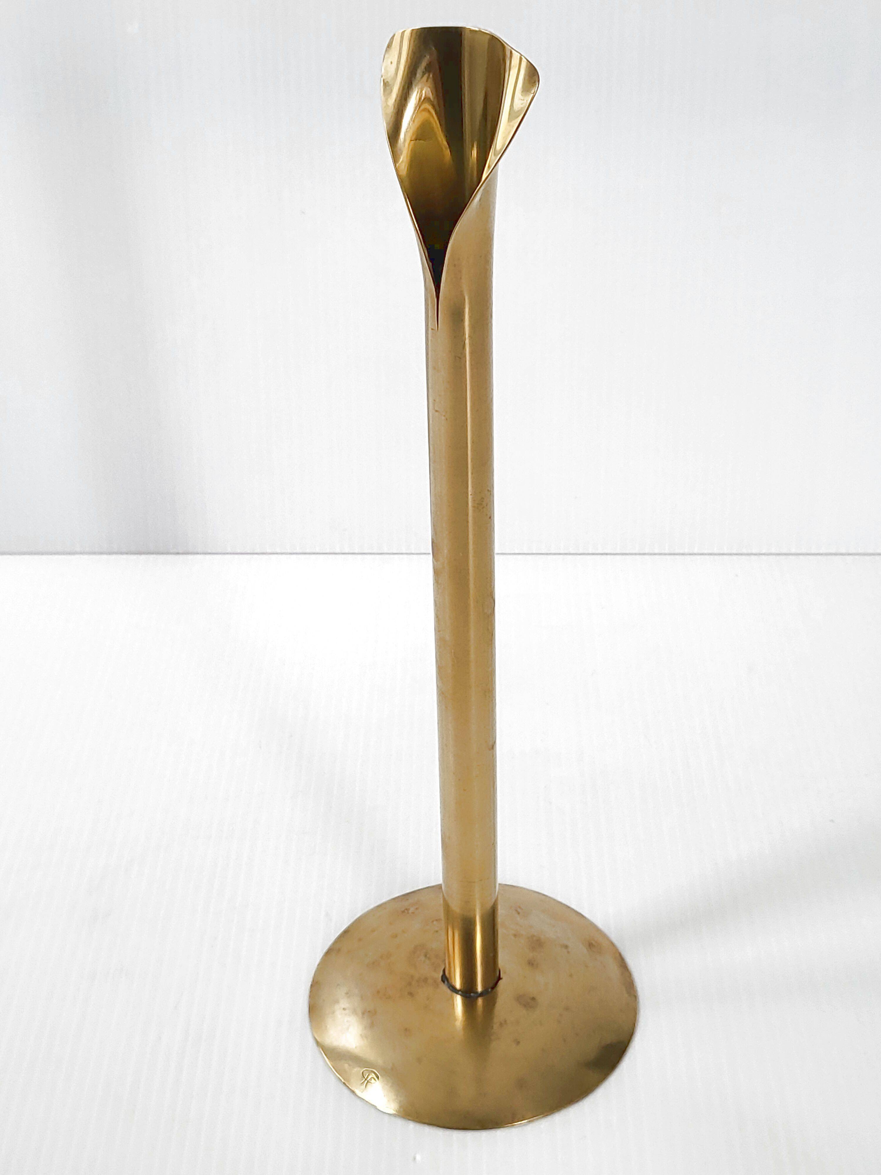 Vintage 1970 soliflore vase in gilded brass