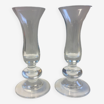 Duo of Soliflore Vases Candleholders Blown Glass Art Decoration Design