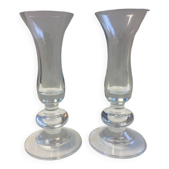 Duo of Soliflore Vases Candleholders Blown Glass Art Decoration Design