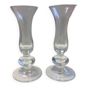 Duo of Soliflore Vases Candleholders Blown Glass Art Decoration Design