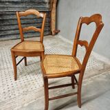 Antique set of chairs walnut with webbing
