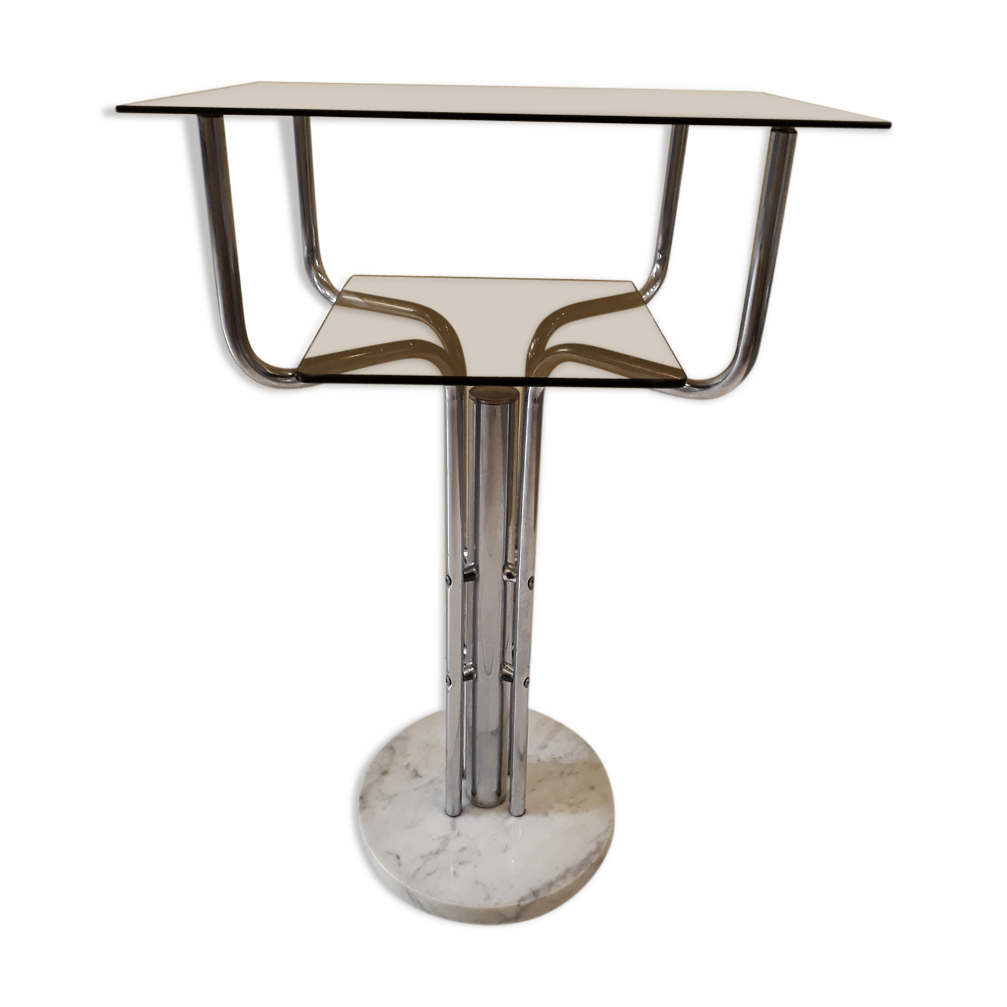 Vintage console 70/80 chrome marble glass