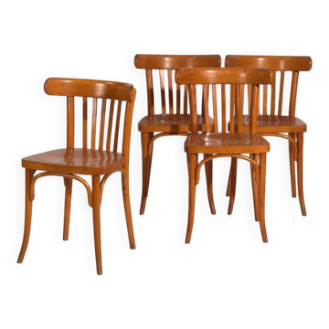 Antique curved wooden chairs LIGNA – Czechoslovakia, circa 1960 #6 - Set of 4 pieces