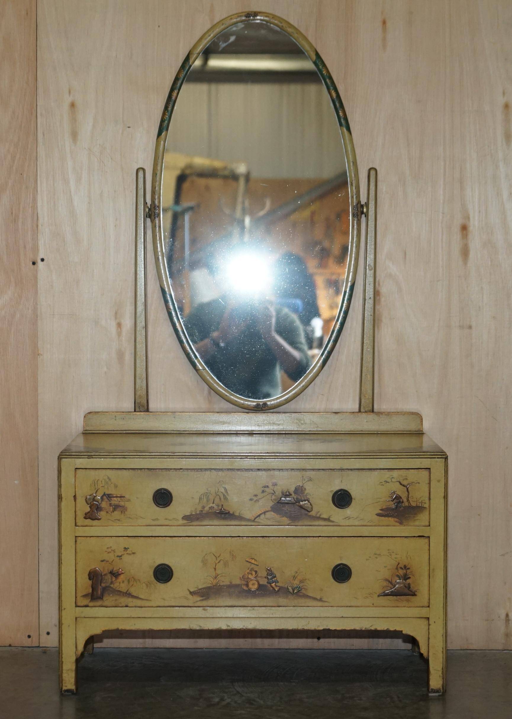 Vintage Chinoiserie Commode with Edwardian Style Mirror