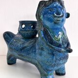 Aldo Londi for Bitossi Rimini Blu Ceramic Plant Centaur Sculpture, Italy, 1