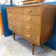 Modernist drawers 4 drawers and brass handles. 1960