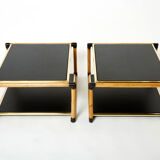 Pair of Italian coffee tables Alberto Smania bamboo brass 1970