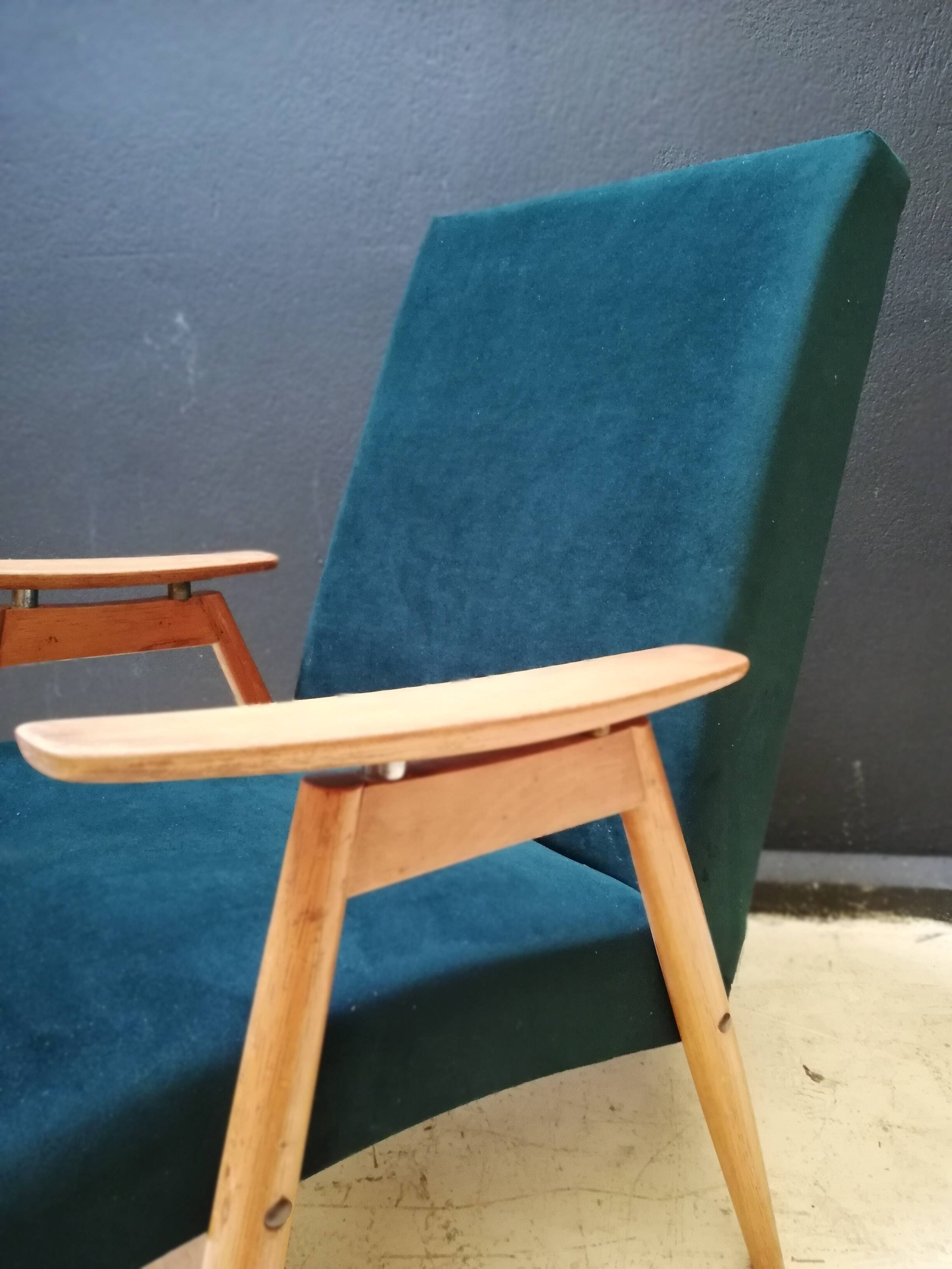 Pair of vintage Czech armchairs (Jiroutek), art deco style, 1960