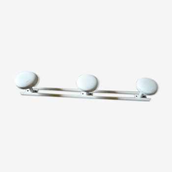 Coat rack in white lacquered metal 70s 3 patères