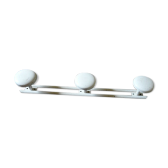 Coat rack in white lacquered metal 70s 3 patères