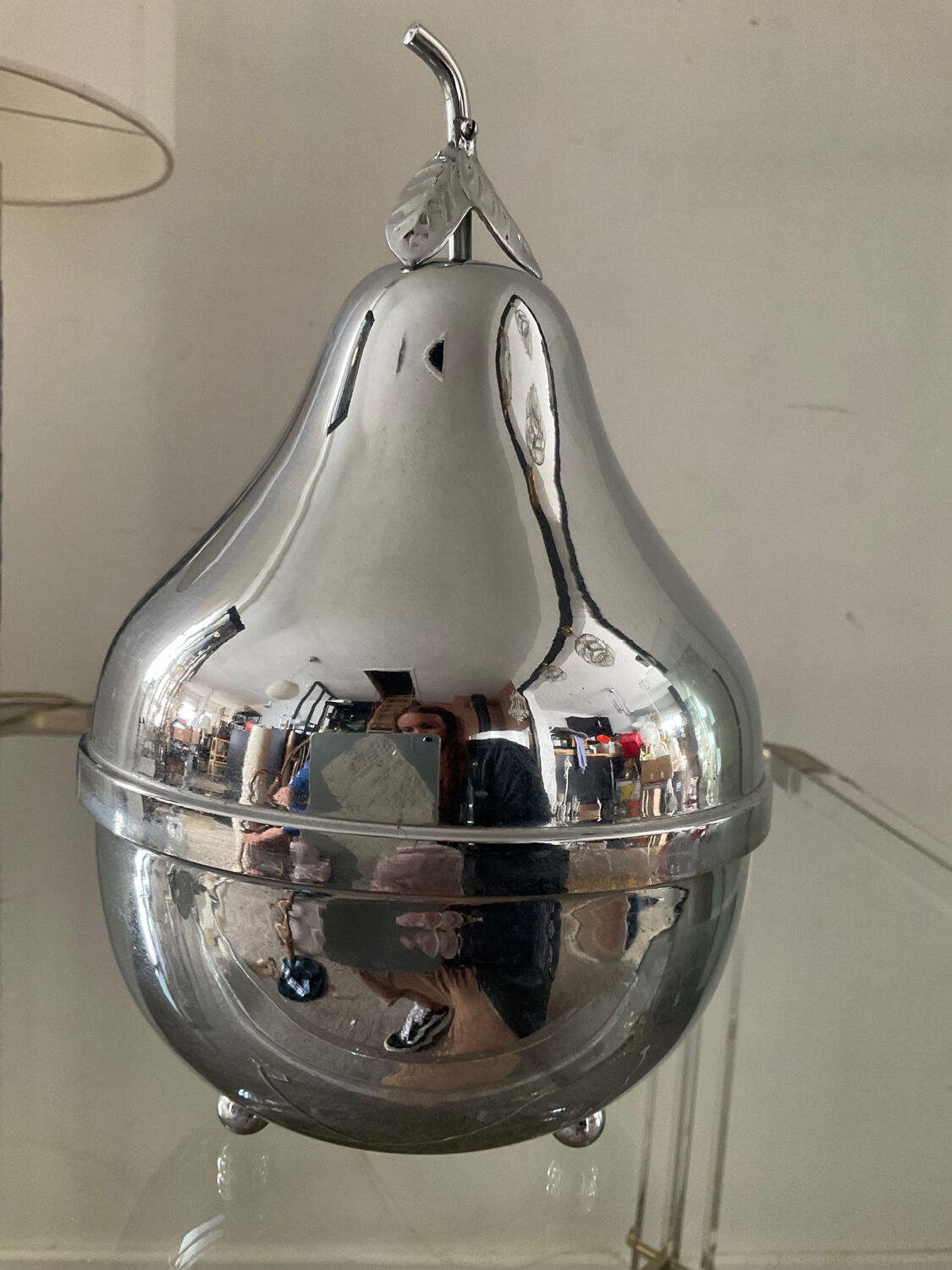 Vintage pear liqueur service in silver metal 70s