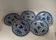 Set of 5 Japanese porcelain plates, antique blue and white, floral phoenix, Dai Nippon.