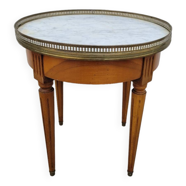 Table basse bouillotte en marbre blanc style Louis xvi ancienne