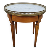 Table basse bouillotte en marbre blanc style Louis xvi ancienne