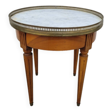 Table basse bouillotte en marbre blanc style Louis xvi ancienne